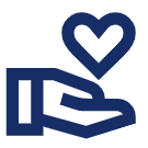 Icon mit einer offenen Hand und einem Herz Symbold darüber